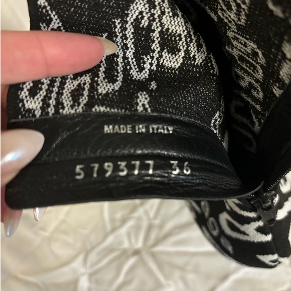 Black Balenciaga Sock Boots with Brand Name in White - Picture 6 of 7